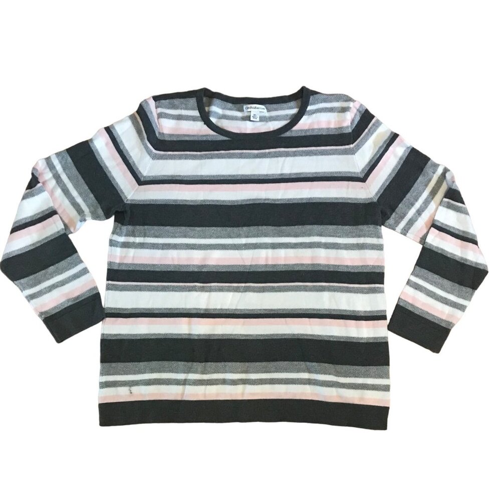 Croft & Barrow Sweater Womens XL Striped Sweater  Blue White Pink Grey